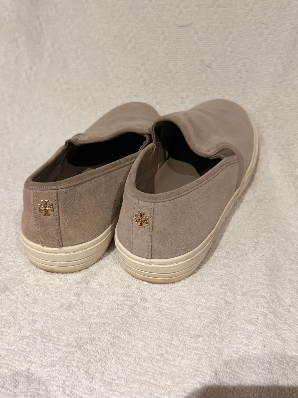 Tory Burch Taupe Suede Slip-On Espadrille Sneakers
